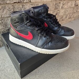 Jordan 1 Black Red Rare Air Shoes Mens 9